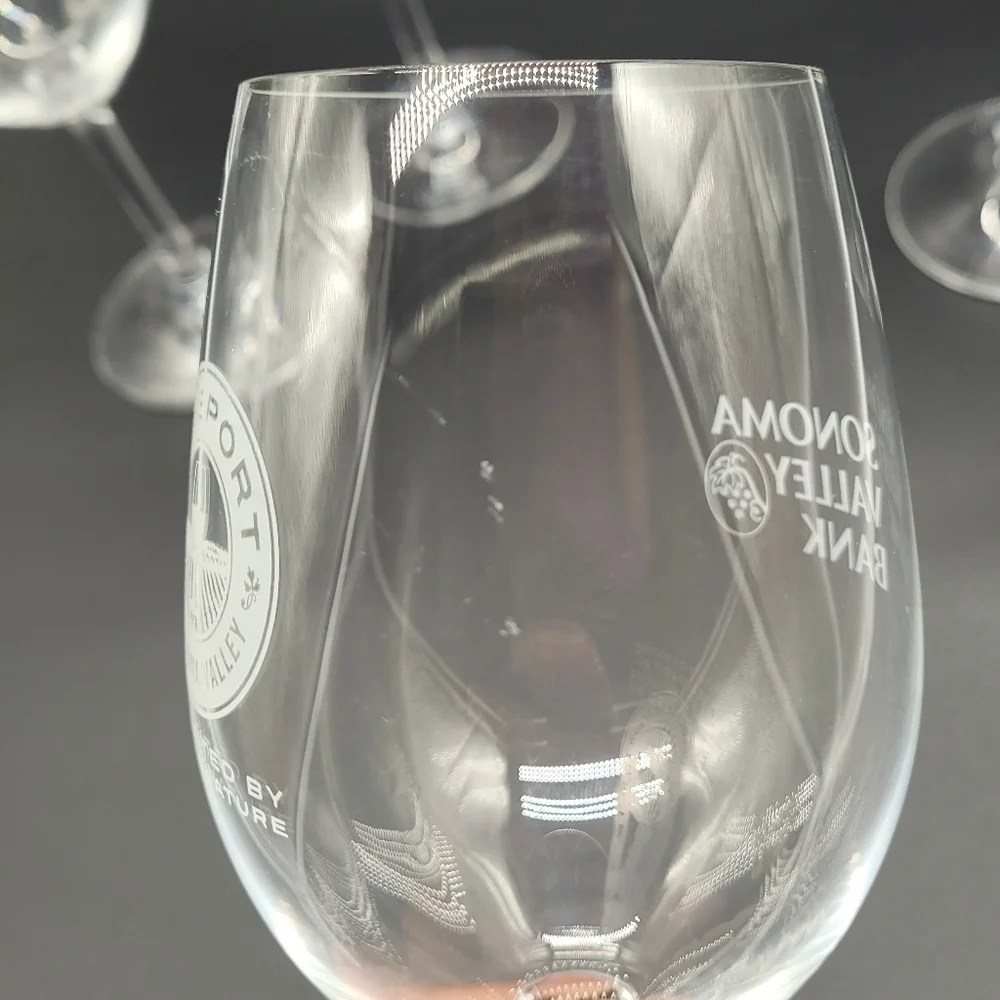Sonoma Valley Bank Wine Glasses Etched Set of 4​​​ - Picture 7 of 9